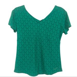 Kuhl Teal Green Short Sleeve V-Neck Top